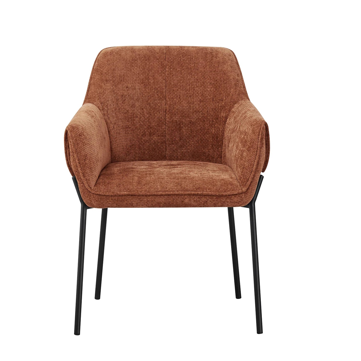 Marlow Rust Fabric Dining Chairs with Black Metal Legs – Set of 4 - Pendle Village Furniture