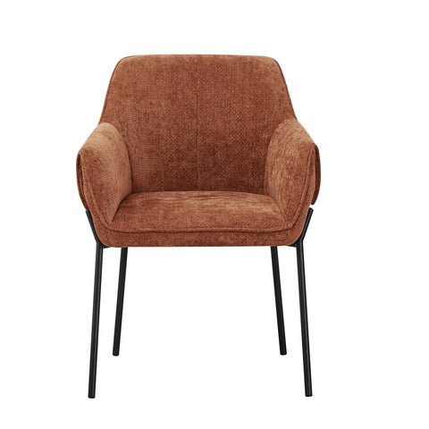 Marlow Rust Fabric Dining Chairs with Black Metal Legs – Set of 4 - Pendle Village Furniture