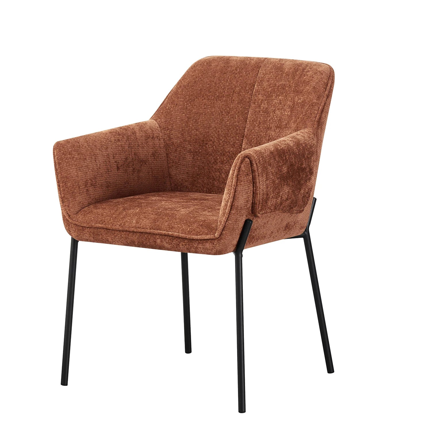 Marlow Rust Fabric Dining Chairs with Black Metal Legs – Set of 4 - Pendle Village Furniture