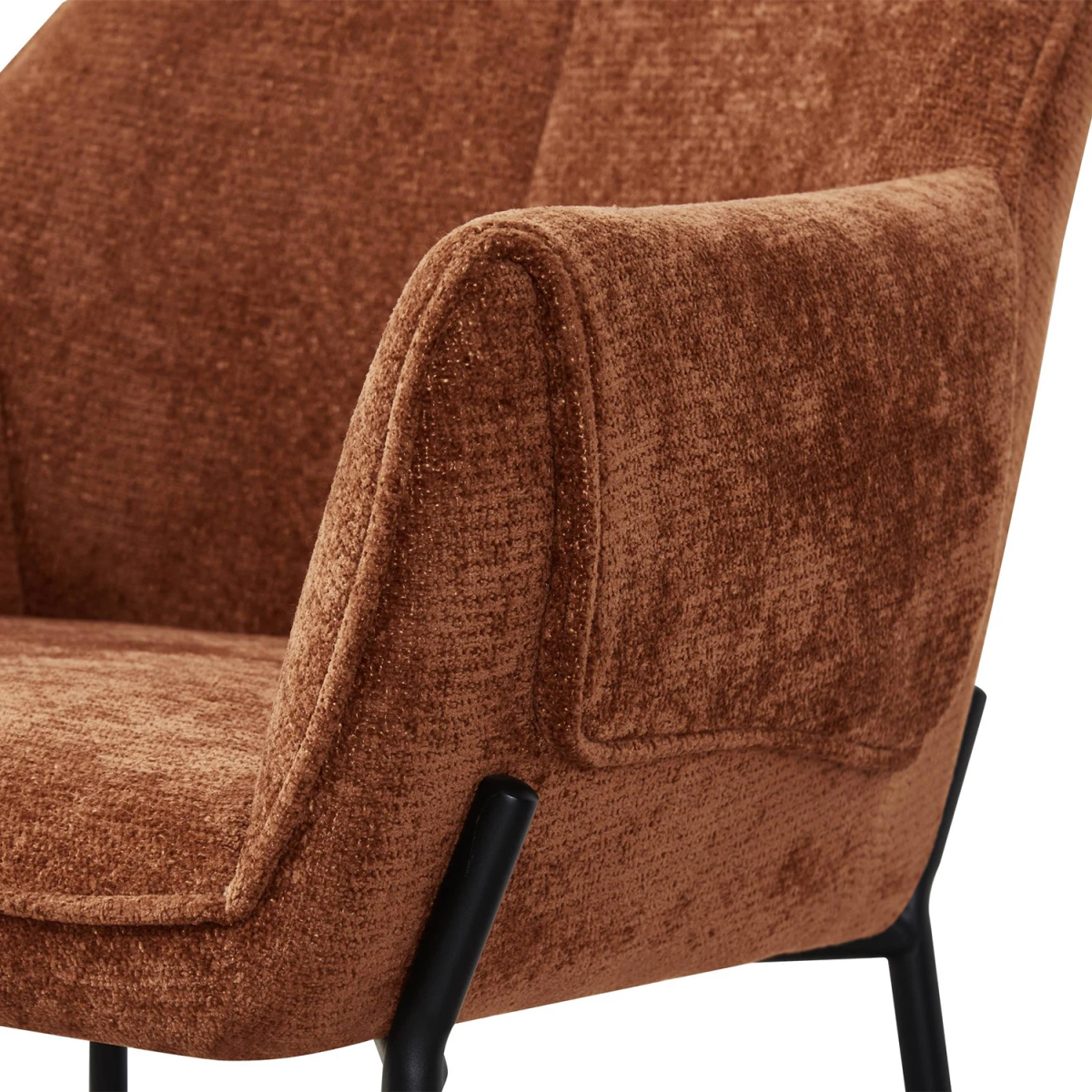 Marlow Rust Fabric Dining Chairs with Black Metal Legs – Set of 4 - Pendle Village Furniture