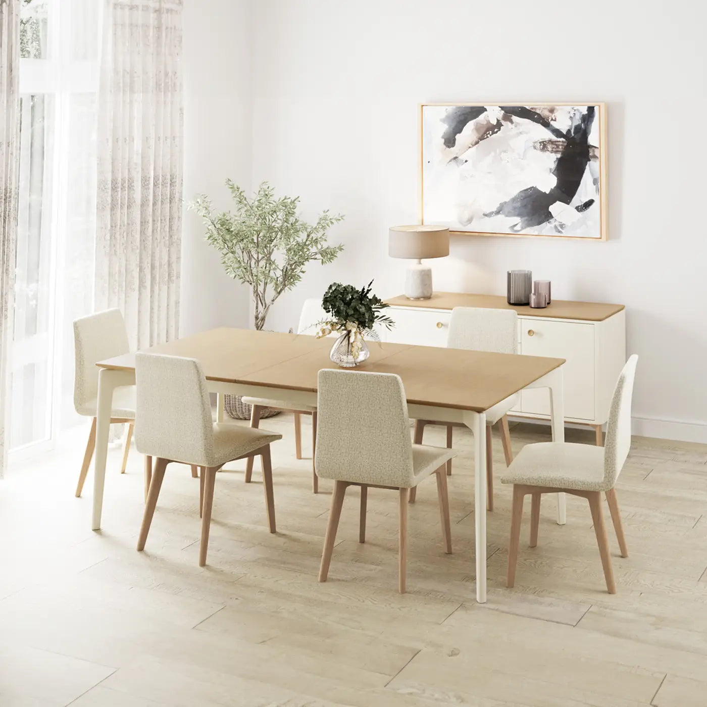 Skye Medium Extending Oak Dining Table Set, various chairs available - Main Image 