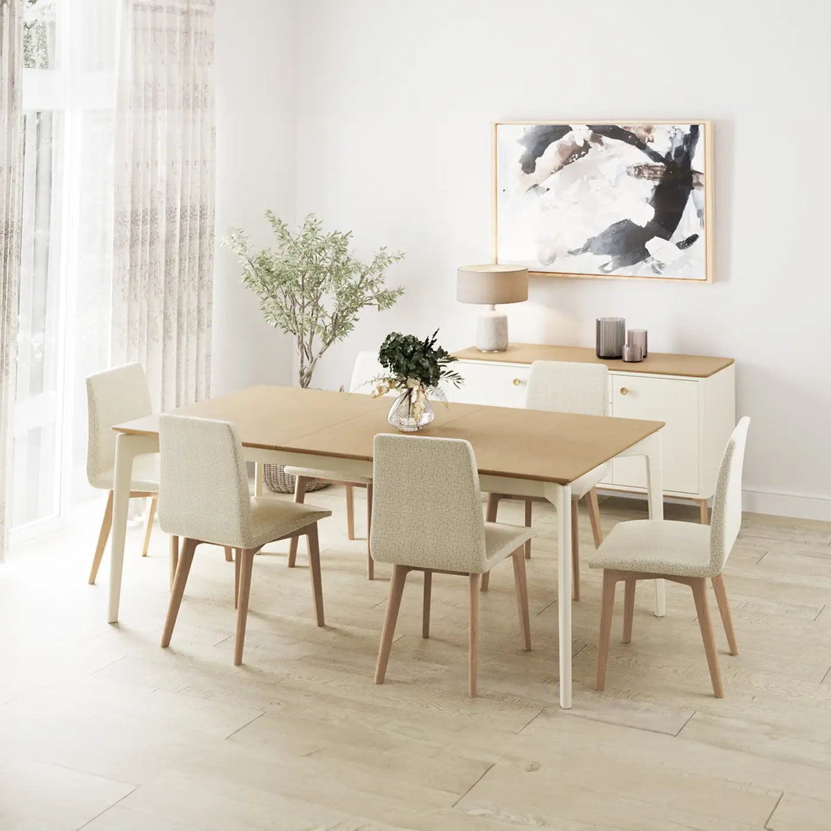 Skye Medium Extending Oak Dining Table Set, various chairs available - Main Image 