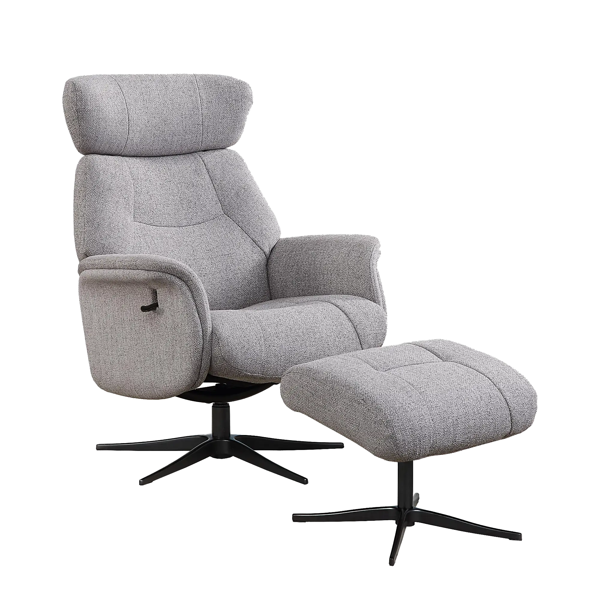 Marseille Fabric Swivel Recliner Chair and Footstool - 002