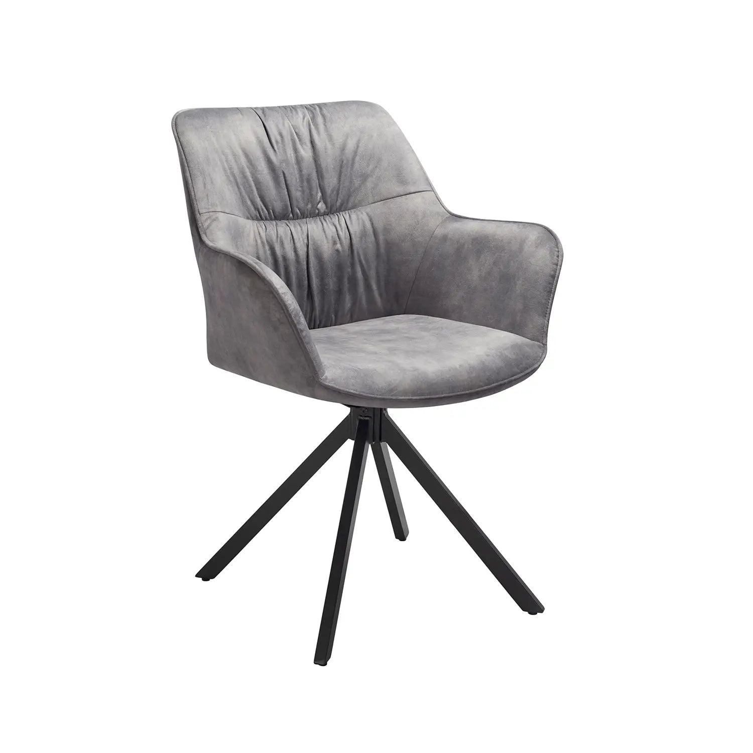  Marvel Silver Grey Fabric Swivel Dining Chairs 