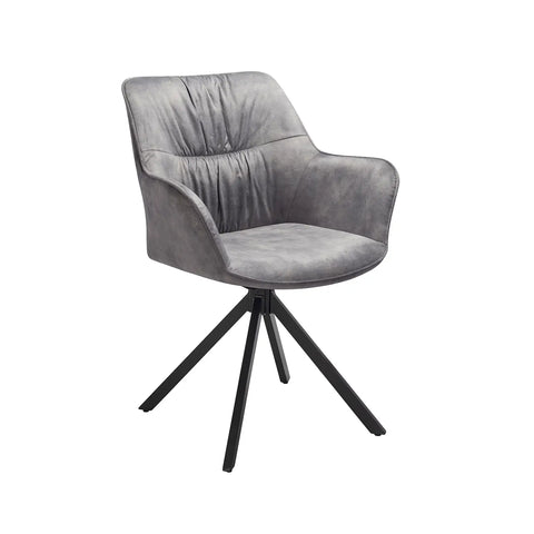  Marvel Silver Grey Fabric Swivel Dining Chairs 