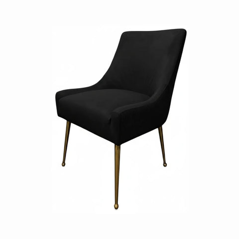 Mason Black Velvet Dining Chair with Gold Legs and Handle
