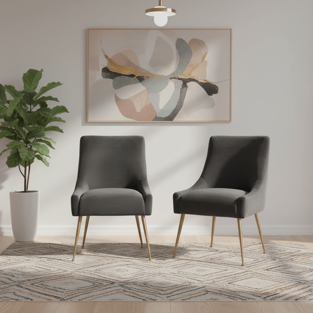 Mason Grey Velvet Dining Chair with Gold Legs and Knocker