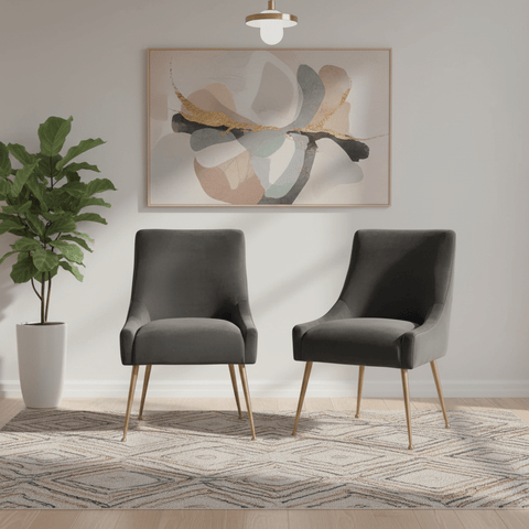 Mason Grey Velvet Dining Chair with Gold Legs and Knocker