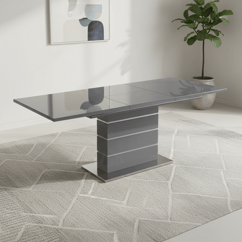 Massimo 160-220cm High Gloss Grey Extending Dining Table