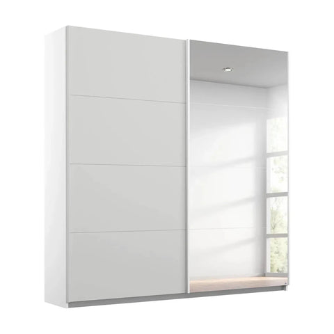 Memphis White Sliding Door Wardrobe with Mirror W181cm