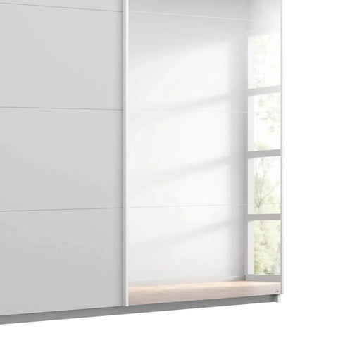 Memphis White Sliding Door Wardrobe with Mirror W181cm