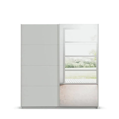 Memphis White Sliding Door Wardrobe with Mirror W181cm