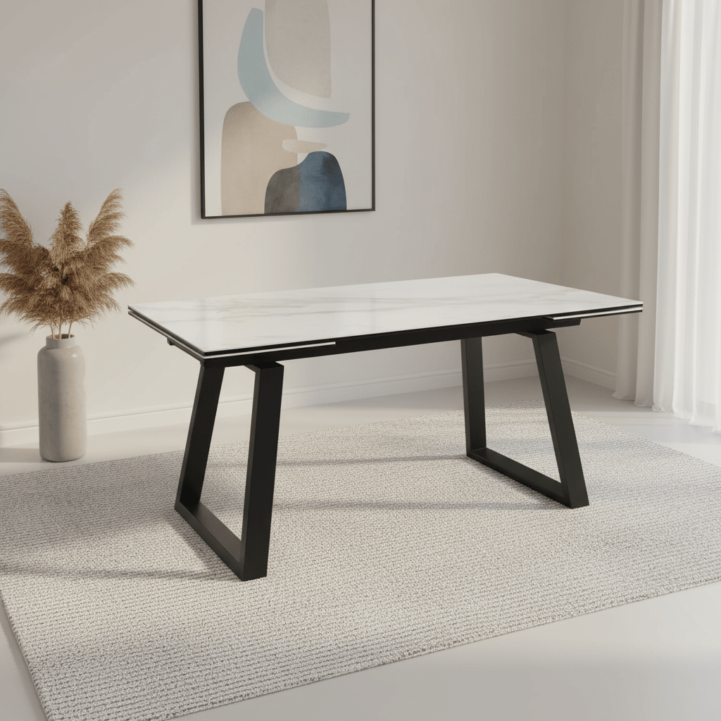 Maxwell White Large Ceramic Extending Dining Table