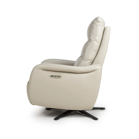 Mayfair Chalk Leather Swivel Power Recliner Chair - Pendle Village Furniture
