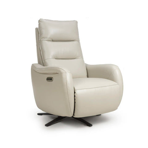 Mayfair Chalk Leather Swivel Power Recliner Chair - Pendle Village Furniture