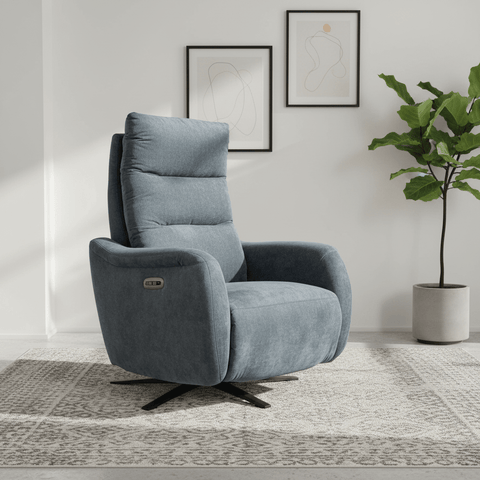 Mayfair Dusk Fabric Swivel Power Recliner Chair