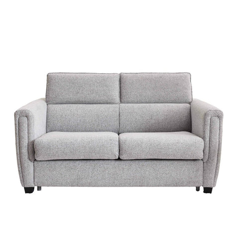 A light gray upholstered Sofabed with two seat cushions, two back cushions, and rolled arms, shown against a plain white background.
