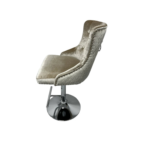 Height adjustable chrome base on mink Counter stool