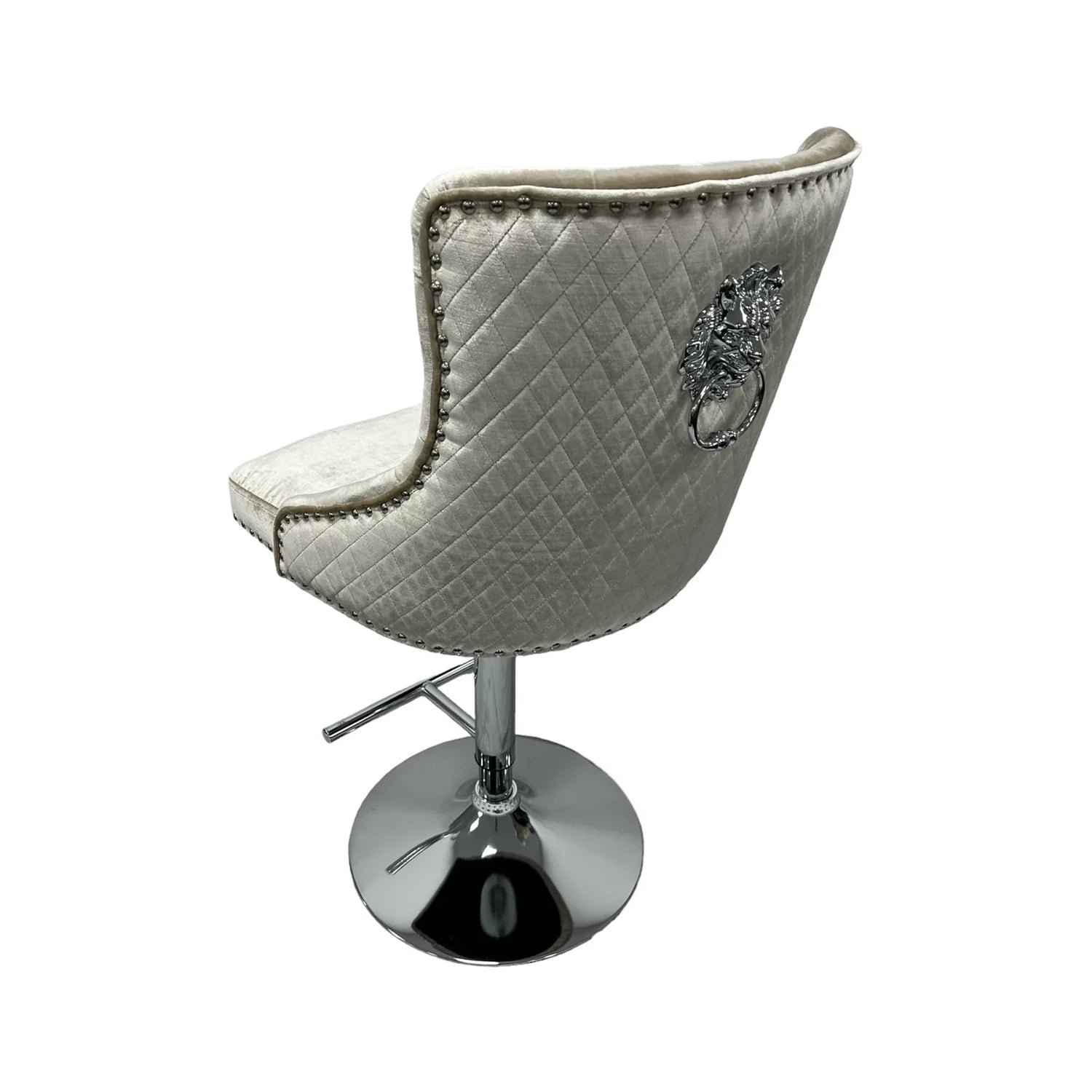 Glamour Bar Stool with Chrome base and Lion Knocker