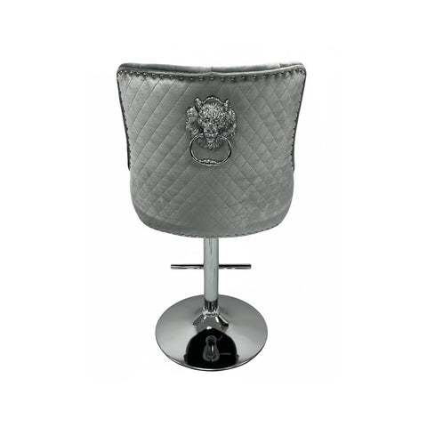 Set of 2 Mayfair shimmer fabric bar stools with Lion Knocker for kitchen island