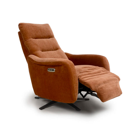 Mayfair Rust Fabric Swivel Power Recliner Chair - Pendle Village Furniture