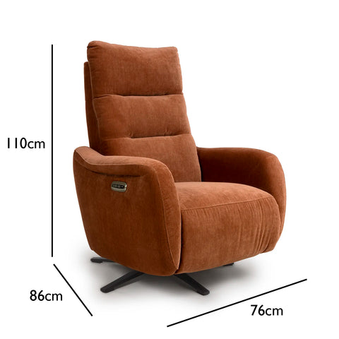 Mayfair Rust Fabric Swivel Power Recliner Chair - Pendle Village Furniture