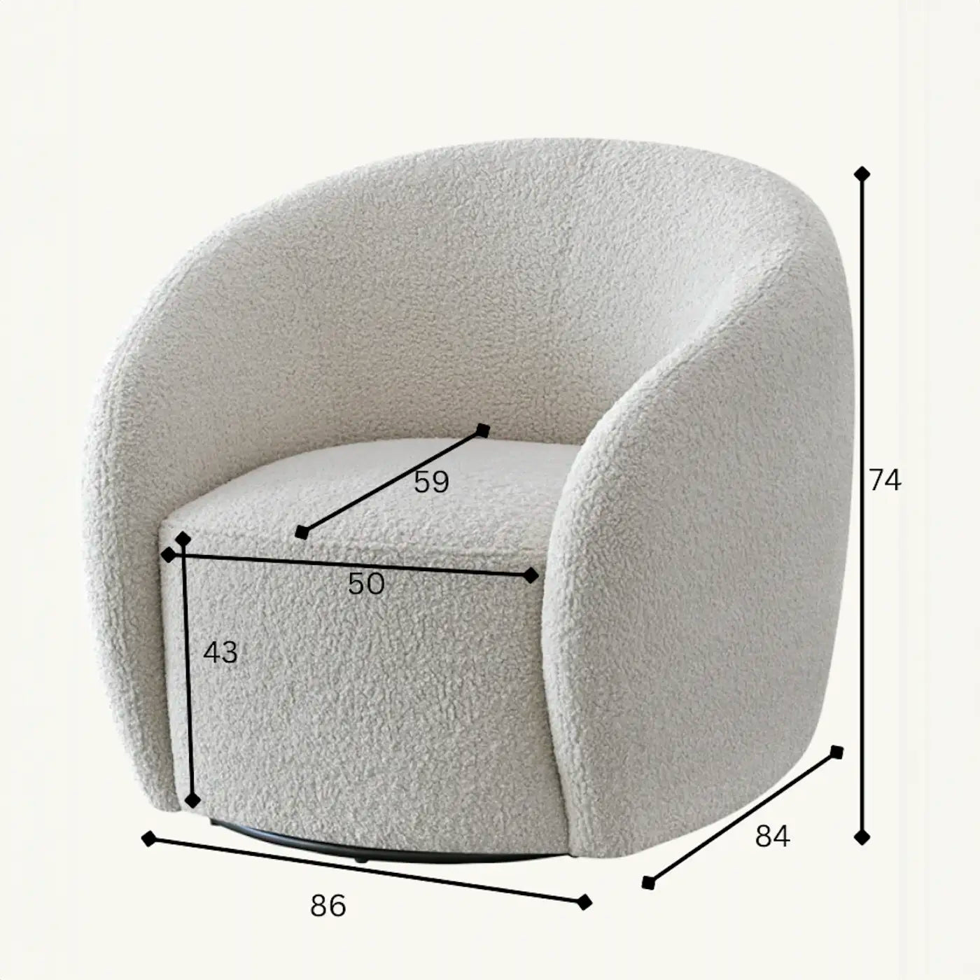 Boucle Teddy Cream Curved Boucle Accent Chair
