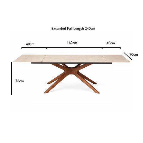 Melania Champagne Sintered Stone Extending Dining Table -160CM