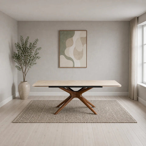 Melania Champagne Sintered Stone Extending Dining Table -160CM