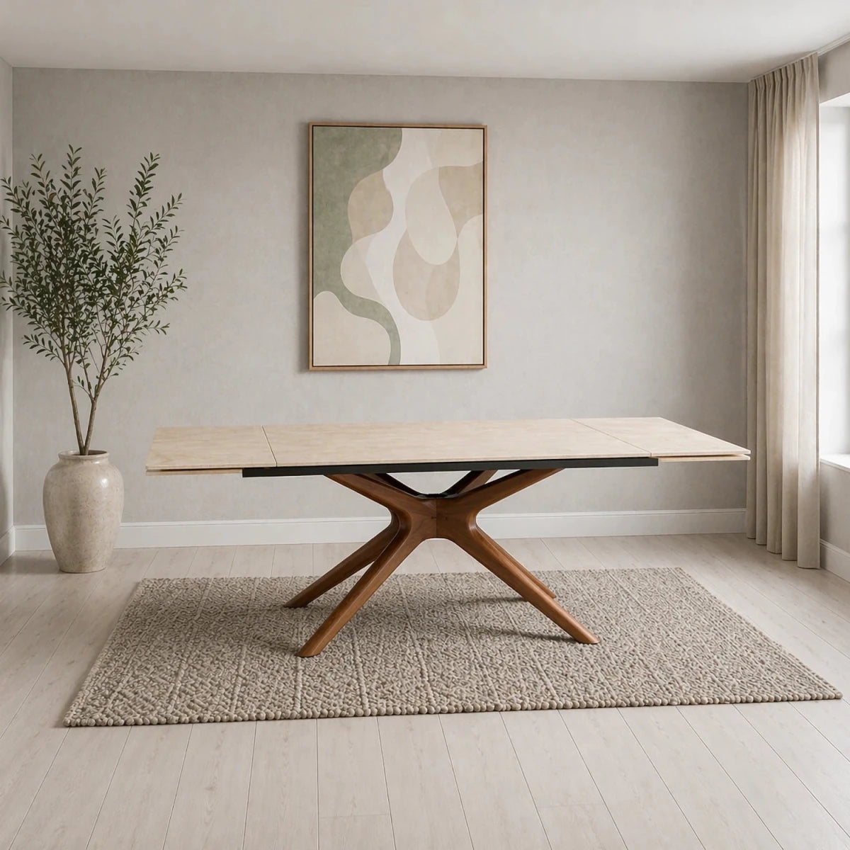 Melania Champagne Sintered Stone Extending Dining Table -160CM