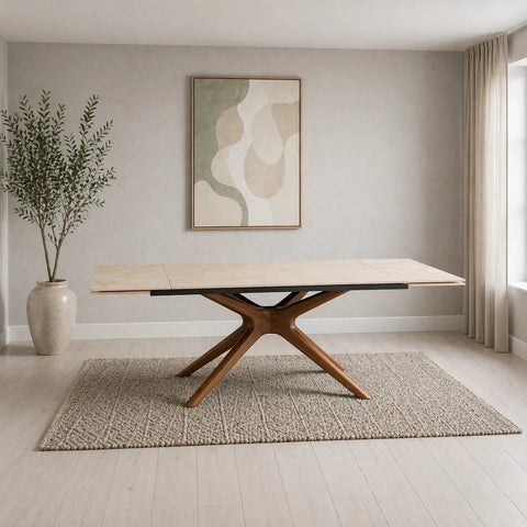 Melania Champagne Sintered Stone Extending Dining Table -160CM