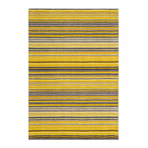 Carter Modern Yellow/Ochre Striped Rug - Pendle Village Furniture