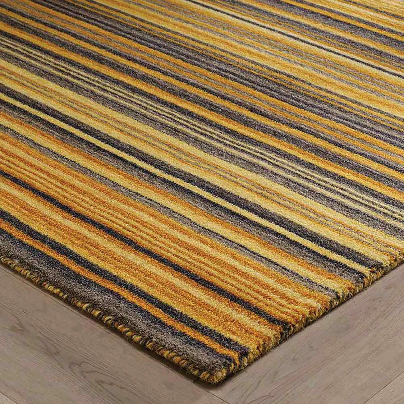 Carter Modern Yellow/Ochre Striped Rug - Pendle Village Furniture