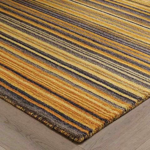 Carter Modern Yellow/Ochre Striped Rug - Pendle Village Furniture