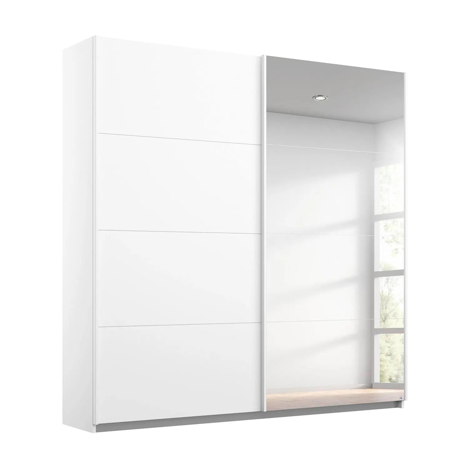Memphis White Sliding Door Wardrobe with Mirror W181cm - Pendle Village Furniture