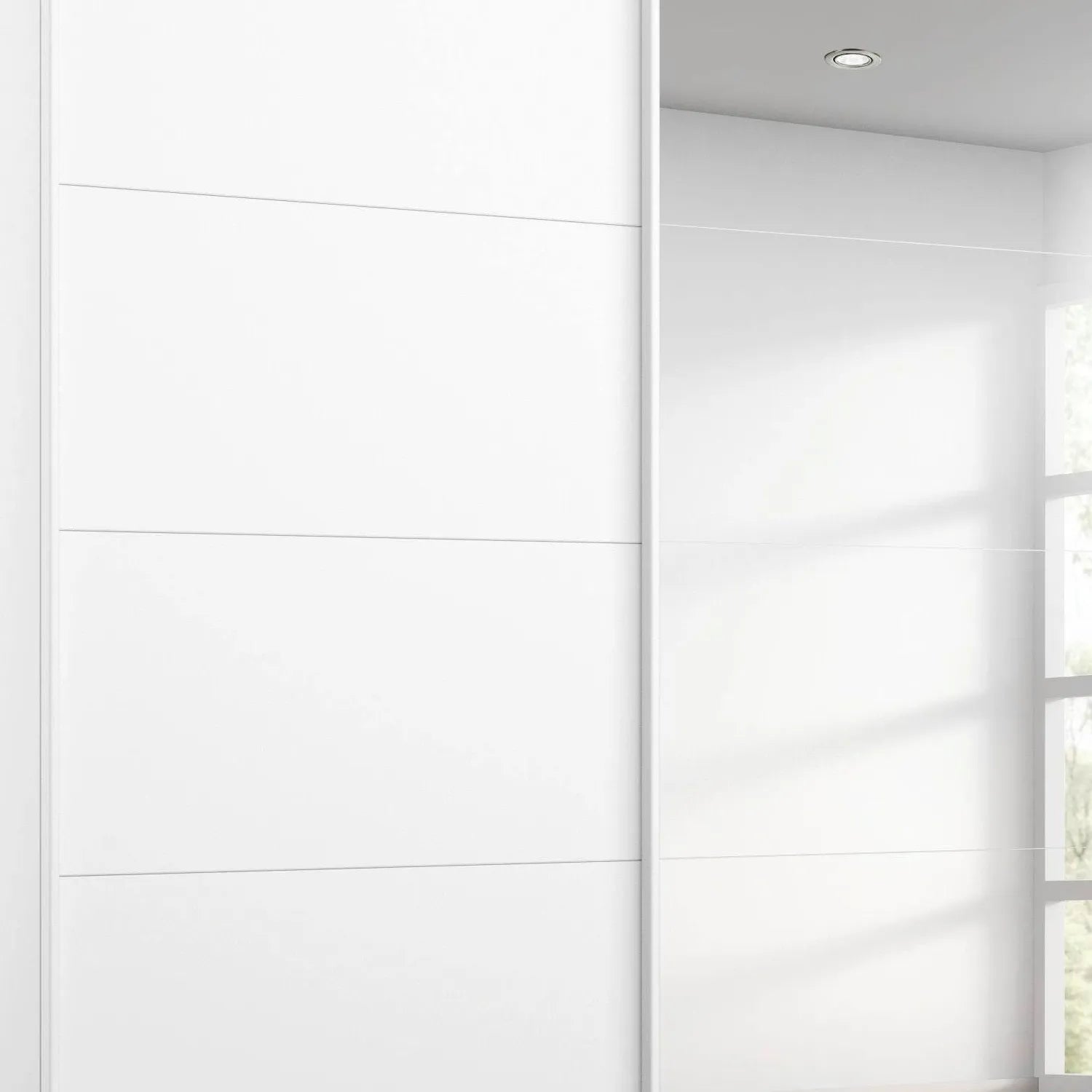 Memphis White Sliding Door Wardrobe with Mirror W181cm - Pendle Village Furniture