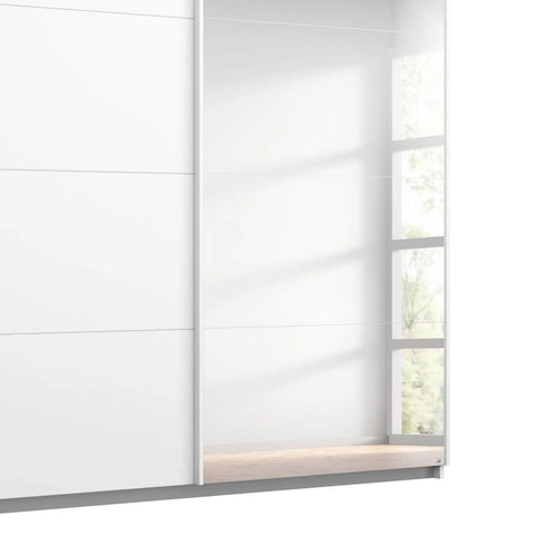 Memphis White Sliding Door Wardrobe with Mirror W181cm - Pendle Village Furniture