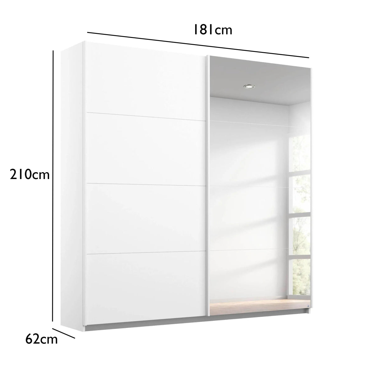 Memphis White Sliding Door Wardrobe with Mirror W181cm - Pendle Village Furniture