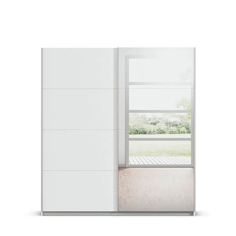 Memphis White Sliding Door Wardrobe with Mirror W181cm - Pendle Village Furniture