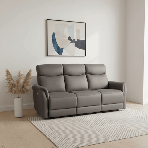 Clark Grey Fabric 3 Seater Electric Recliner Sofa