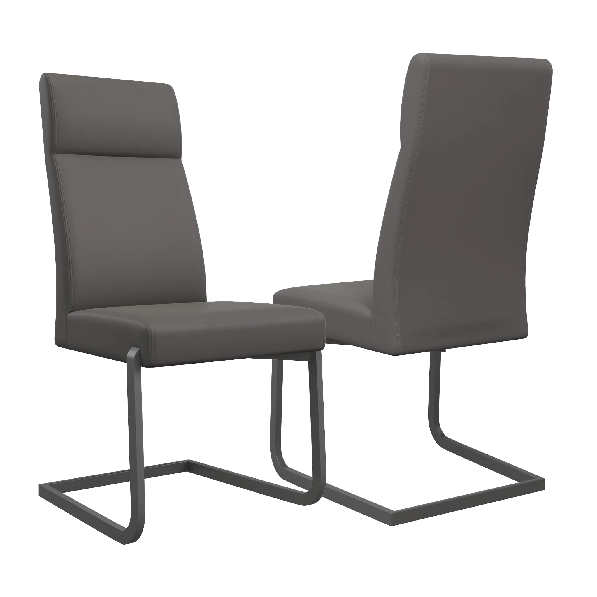 Grey Dante Leather Dining chairs with Grey cantilever leg base