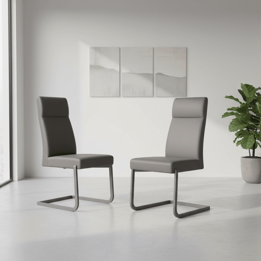 Merlin Grey Leather Dining Chairs 