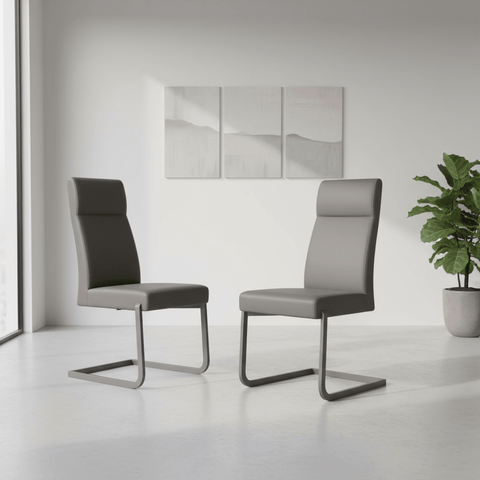 Merlin Grey Leather Dining Chairs 