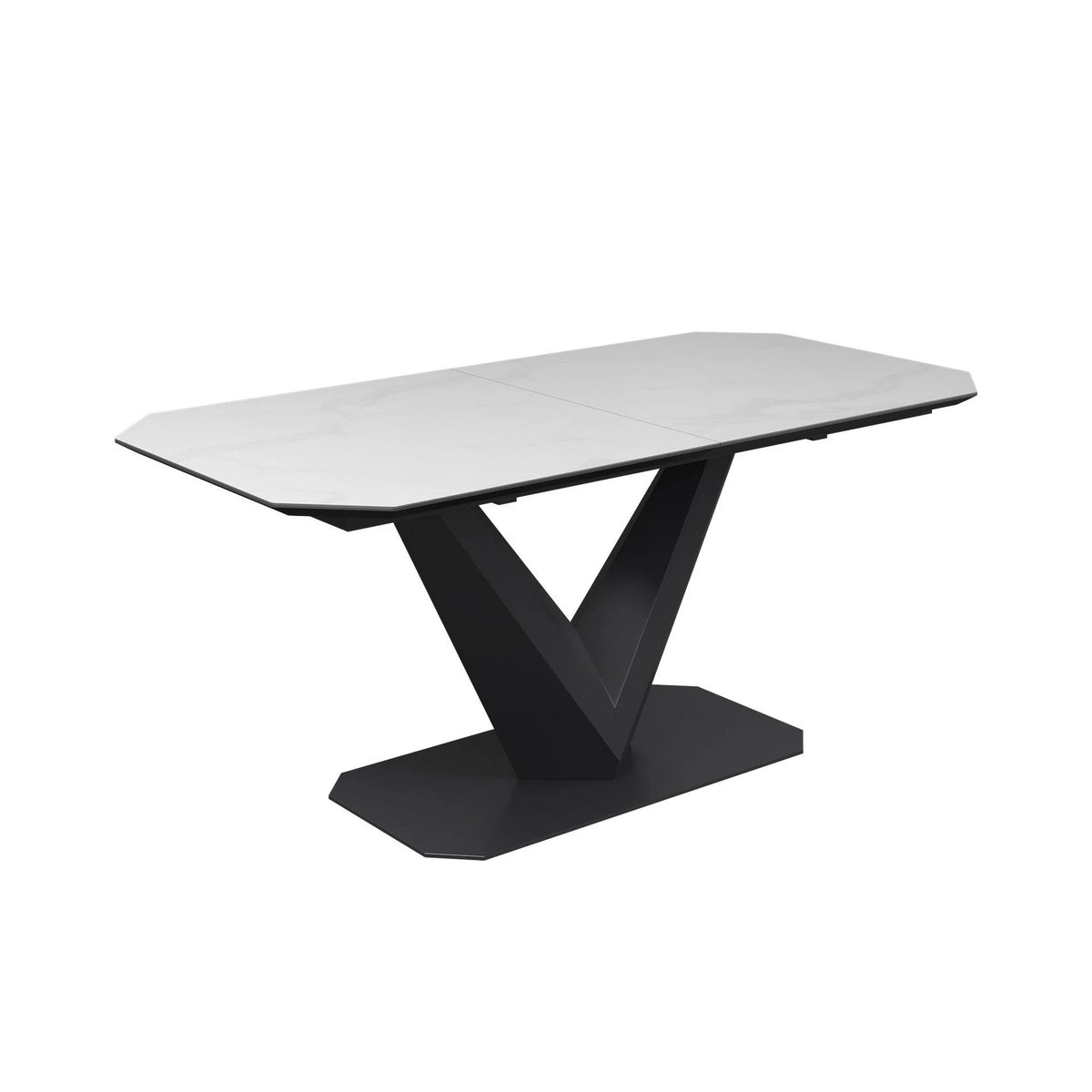 Merlin 180-220cm Matte White Ceramic Extending Dining Table, also available with choice of 4 chair colours-Main-Dining-Table-Image