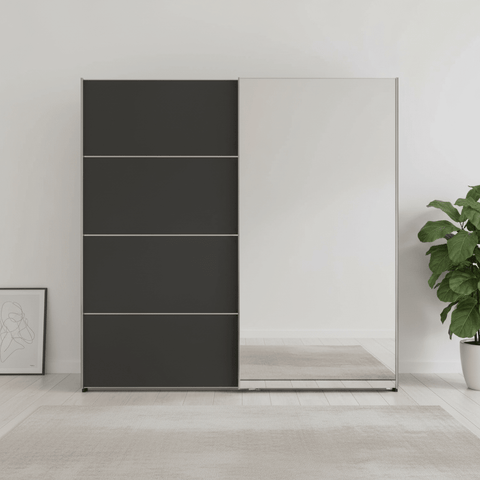 Wiemann Houston 200cm Graphite Glass & Mirror Sliding Wardrobe