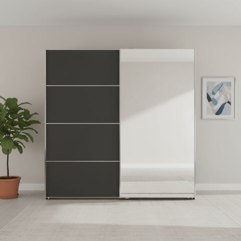 Wiemann Houston 150cm Graphite Glass & Mirror Sliding Wardrobe