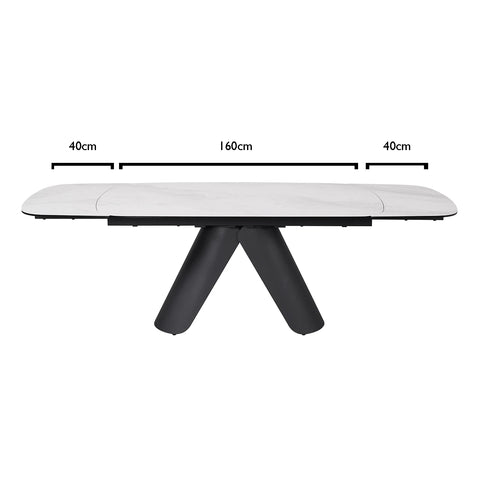 Pearl Ext Dining Table with 4 Perla Carver Swivel Chairs