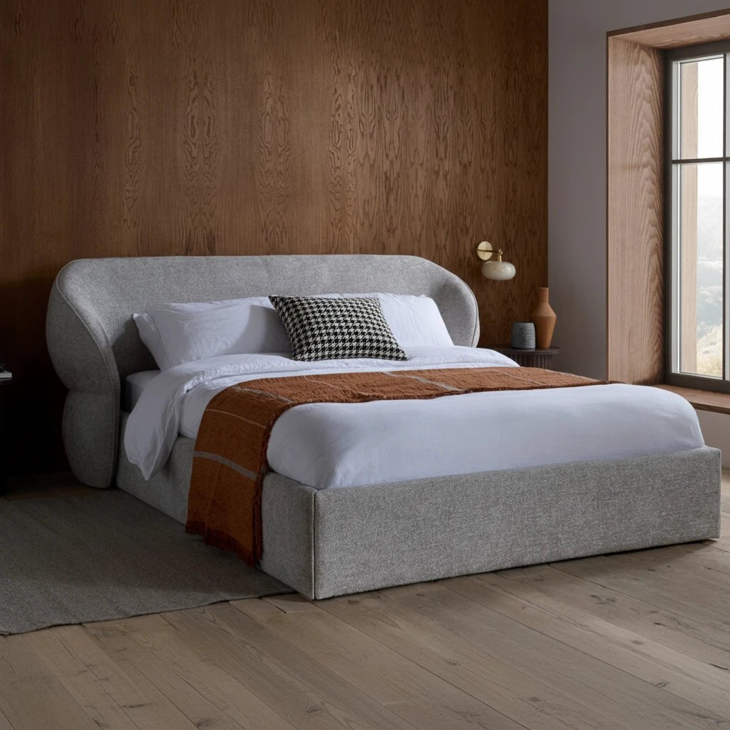 Bold modern bed with sculptural design appeal.
