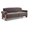 A modern 3 seater sofa with textured Mocha Brown fabric upholstery and natural wood legs available at Pendle Village Furniture