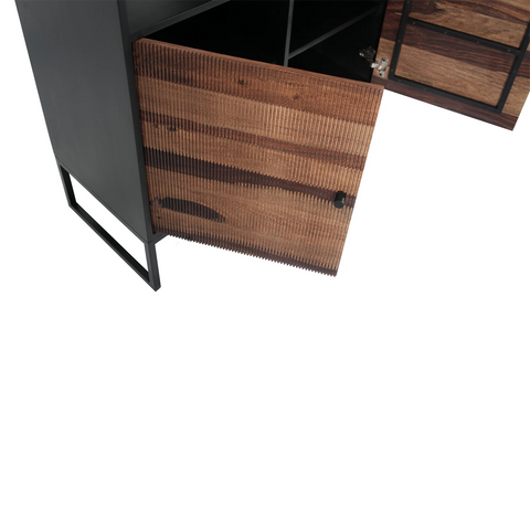 Milo Bookcase - Close Up of Wood Cupboard Doors